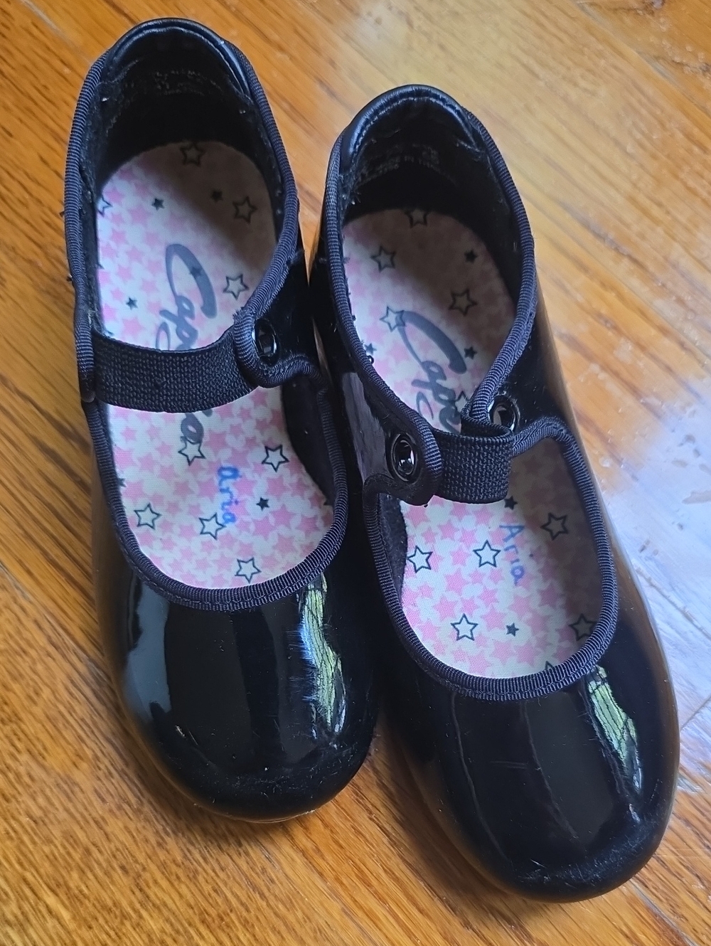 Capezio Black Patent Mary Jane Girls' Dress Shoes with Star Insole
